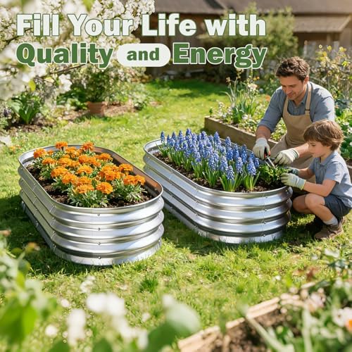 galvanized raised garden bed outdoor, 4x2x1ft(2pack) metal heavy on a desk or shelf