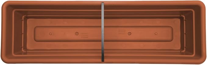 Bloem Dura Cotta 18" Terra Cotta Resin Rectangle Window Box Planter with Saucer Tray for Indoor and Outdoor Gardening