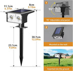 btfarm Solar Spot Lights Outdoor Waterproof, 3 Modes Motion Sensor Lights, Solar Powered Spotlights 2-in-1 Auto On/Off for Outside Pathway Yard Garden Landscape Lighting, Cool White