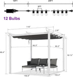 PURPLE LEAF 10' x 13' Outdoor Retractable Pergola with Light Aluminum Patio White Pergolas with Double Sun Shade Canopy for Gardens Deck Backyard, Grey