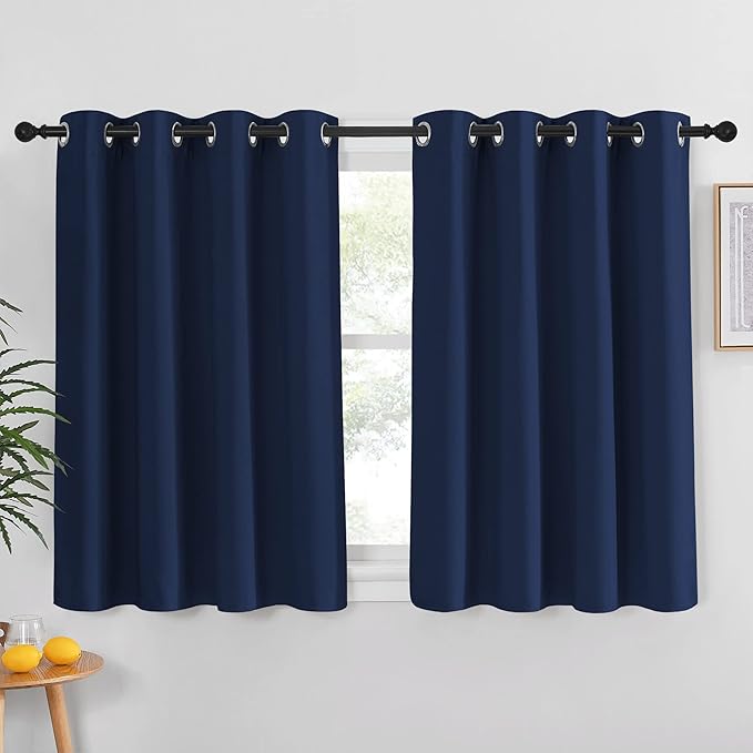 NICETOWN Blackout Curtain Panel Grommet - All Season Eyelet Top Blackout Drapery for Bedroom/Living Room/Glass Door, Navy, 1 Panel of 52 x 45 inches