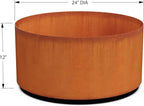 Plantercraft Large Round Planters for Outdoor Plants | 24" Dia x 12" H Corten Steel Planter | Extra Large Outdoor Planters & Metal Raised Garden Bed for Patio or Landscape