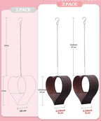 Metal Plant Hangers Indoor and Outdoor for Mom Women Her Wife Garden Lovers Birthday - Heart Shape Hanging Planters for Window Wall Living Room Office Decor(2 Pack)