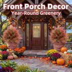artificial fall cedar topiary trees in pot, 2 showing dimensions
