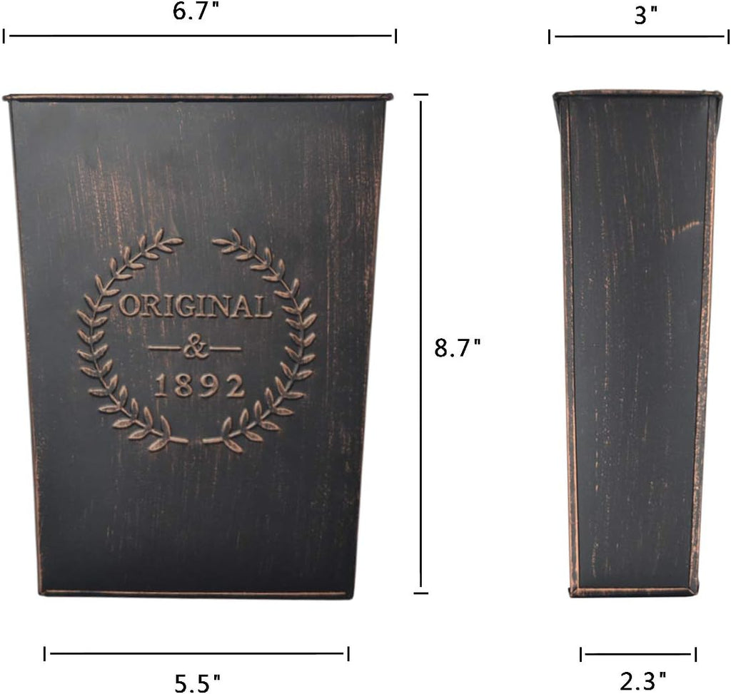 LESEN Rustic Metal Wall Planter Country Home Hanging Wall Vase Pocket for Plants or Flower Indoor or Outdoor Farmhouse Wall Decor,Set of 2