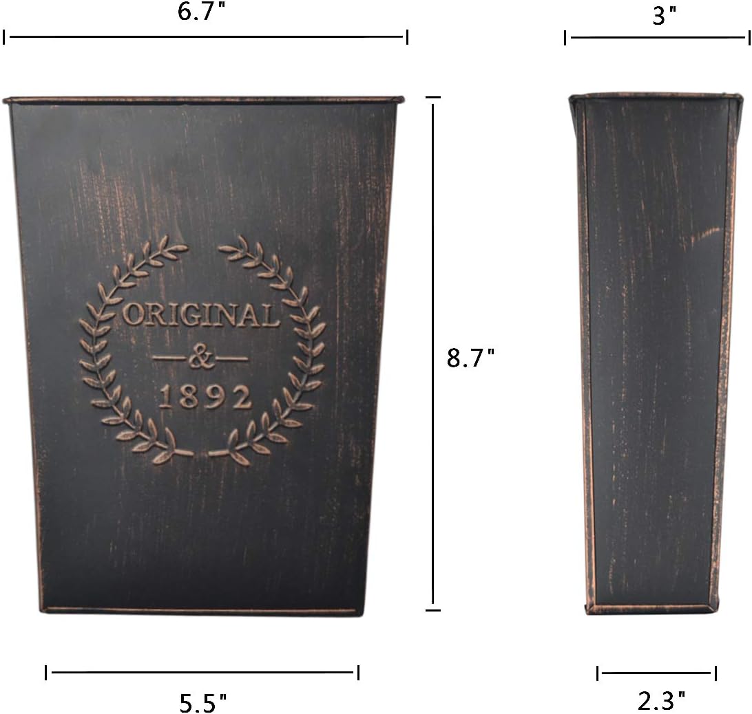 LESEN Rustic Metal Wall Planter Country Home Hanging Wall Vase Pocket for Plants or Flower Indoor or Outdoor Farmhouse Wall Decor,Set of 2