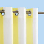Sun Zero Valencia 2-Pack Cabana Stripe Indoor/Outdoor UV Protectant Energy Efficient Grommet Curtain Panel Pair, Yellow, 54" x 84"