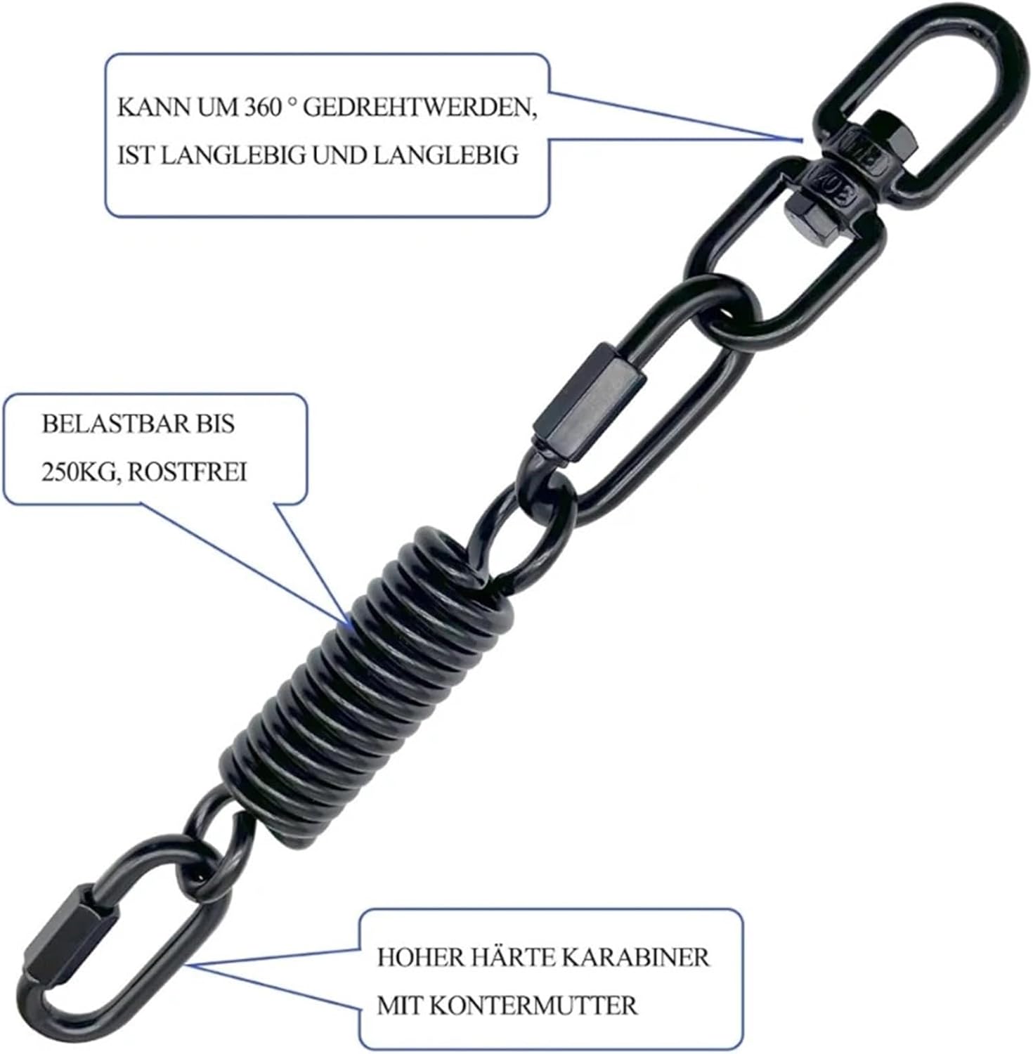 Hammock Chair Spring Upgrades 360 Rotating Spring With Carabiners Shock Absorption For Hammock Chair