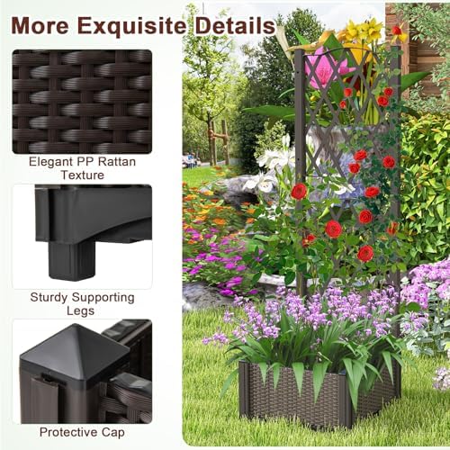 giantex raised garden bed w/trellis, garden planter for on a desk or shelf