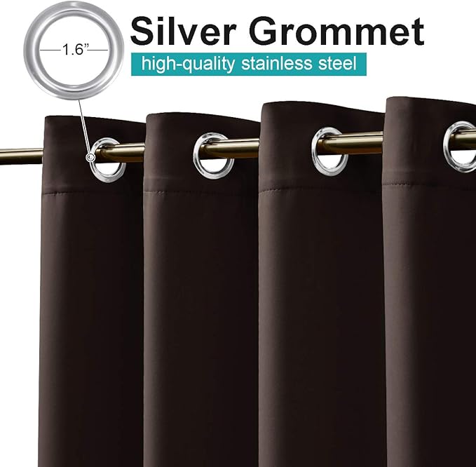 NICETOWN Indoor & Outdoor Curtain 95 Long for Patio Waterproof, Thermal Insulated Blackout Drape for Bedroom,UV & Privacy Protection Blind for Porch/Shower, 1 Panel, W52'' by L95'', Toffee Brown