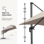 PURPLE LEAF 10' X 13' Square Cantilever Umbrella Patio Umbrella with Base Outdoor Umbrella Aluminum Offset with 360-degree Rotation for Garden Deck Pool Patio Taupe