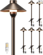 PARTPHONER Low Voltage Landscape Lighting 6-Pack, Aluminum 12V Pathway Lights with G4 Bulbs, Waterproof Oil Rubbed Bronze Color Wired Path Lights with Connectors for Walkway Yard Garden