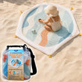 SUNSPOT 5ft Kids Beach Pool – Portable In-Ground Sand Liner with 8 Anchors, Fun Filling Bucket & Travel Carry Bag. The Ultimate Pop-Up Wading Splash Pool for Toddlers and Infants (Funky Waves)