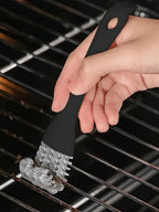 2PCS BBQ Grill Brush Stainless Steel Barbecue Cleaning Brush, V - Shaped Bristles Perfect Cleaner & Scraper for Grill Cooking Grates, Black