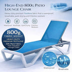 Kozyard Outdoor Chaise Lounge Chair, Full Flat Adjustable Patio Lounger with Aluminum Frame & Resin Legs, Textilene Fabric for Poolside, Backyard & Beach (Aqua/WhiteFrame, 2Chairs + Table)