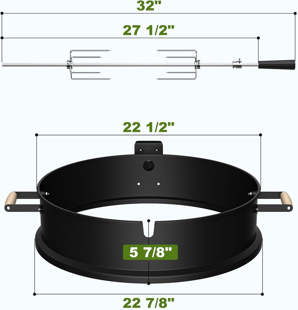 SHINESTAR Upgraded Steel Weber Kettle Rotisserie Ring Kit Barbecue Tool Kit | For Weber 22 Inch Charcoal Kettle and Other Similar Grills, Turns Your Kettle Into A Chicken Roaster