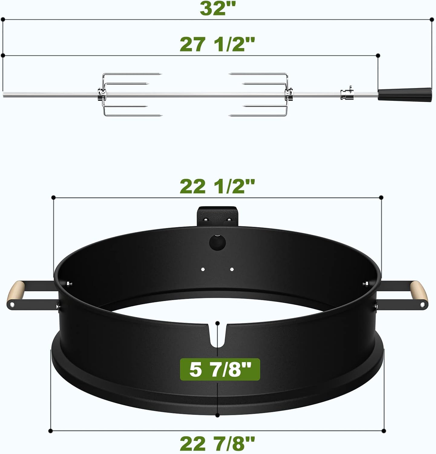 SHINESTAR Upgraded Steel Weber Kettle Rotisserie Ring Kit Barbecue Tool Kit | For Weber 22 Inch Charcoal Kettle and Other Similar Grills, Turns Your Kettle Into A Chicken Roaster