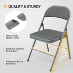 VINGLI 20 Pack Folding Chairs with Padded Seats, Metal Frame with Pu Leather Seat & Back, Capacity 350 lbs, Gray