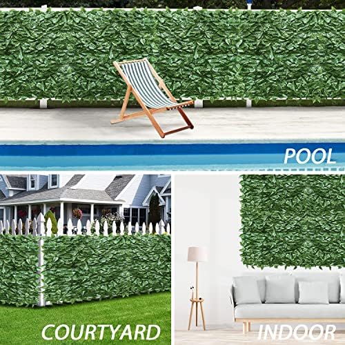 ecoopts expandable artificial laurel fence wall décor faux shown in use