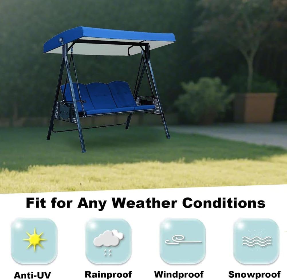 Replacement Canopy for 3 Seater Outdoor Swing Chairs,Swing Canopy Replacement Top Cover,Waterproof Sunscreen Universal Top Cover Fits Patio Porch Garden Hammocks,Red