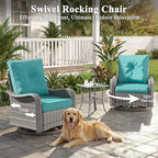 2-seat modern patio furniture set with swivel rocking, side view