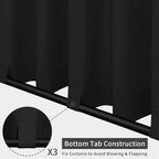 Easy-Going Outdoor Patio Curtains Detachable Tab Top Windproof Weatherproof Curtain for Cabana, Porch, Pergola and Gazebo, Tab Bottom Drape, 2 Panels, 54W x 120L inch, Black