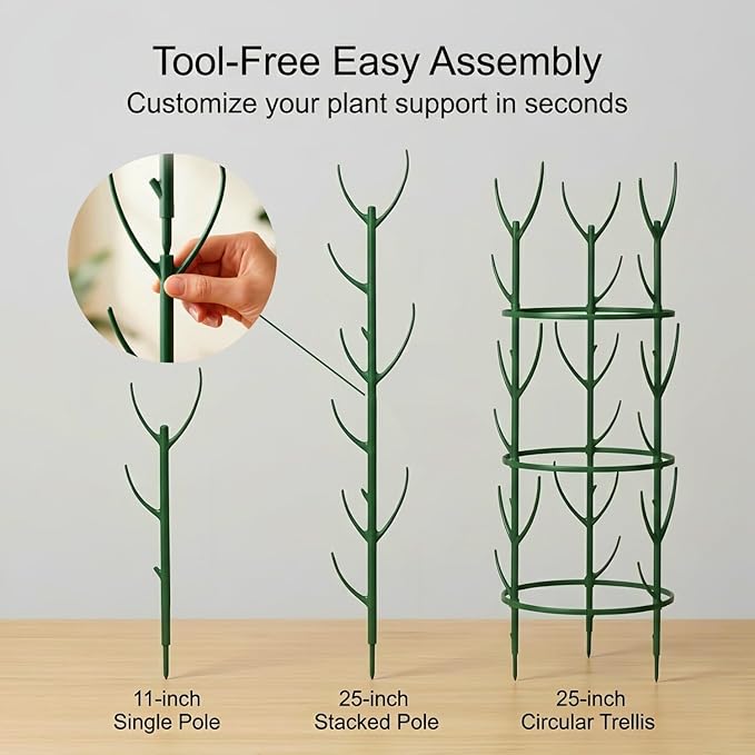 20-Pack Monstera Plant Support Stakes - Stackable Sticks for Indoor Plants up to 46" - Outdoor Garden Poles & Trellis with Tape & Twist Tie for Climbing Vines