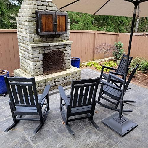 Stoog All-Weather Outdoor Rocking Chairs Set of 2, Oversized Rocking Chairs with 400 lbs Weight Capacity, for Backyard, Fire Pit, Lawn, Garden, Black