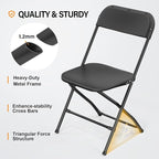 VINGLI 6 Pack Black Plastic Folding Chair, Indoor Outdoor Portable Stackable Commercial Seat with Steel Frame 350lb. Capacity for Events Office Wedding Party Picnic Kitchen Dining