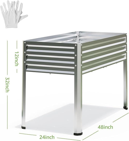 2PCS Galvanized Raised Garden Bed with Legs, 48 gallons, 48"x24"x32" Large Metal Elevated Planter Boxes with Drainage Holes,for Vegetables, Flowers, Backyard, Patio, Balcony