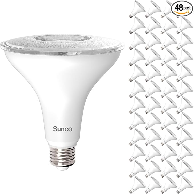 Sunco 48 Pack Outdoor LED Flood Home Patio Driveway Light, Waterproof PAR38 LED Bulb, CRI90, 2700K Soft White,1050 Lumens, 100W Equivalent 13W, Dimmable, Wet-Rated, E26 Base UL