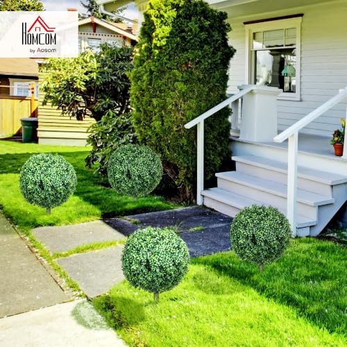 homcom 1.3ft (15.7") artificial boxwood topiary ball bush shown in use