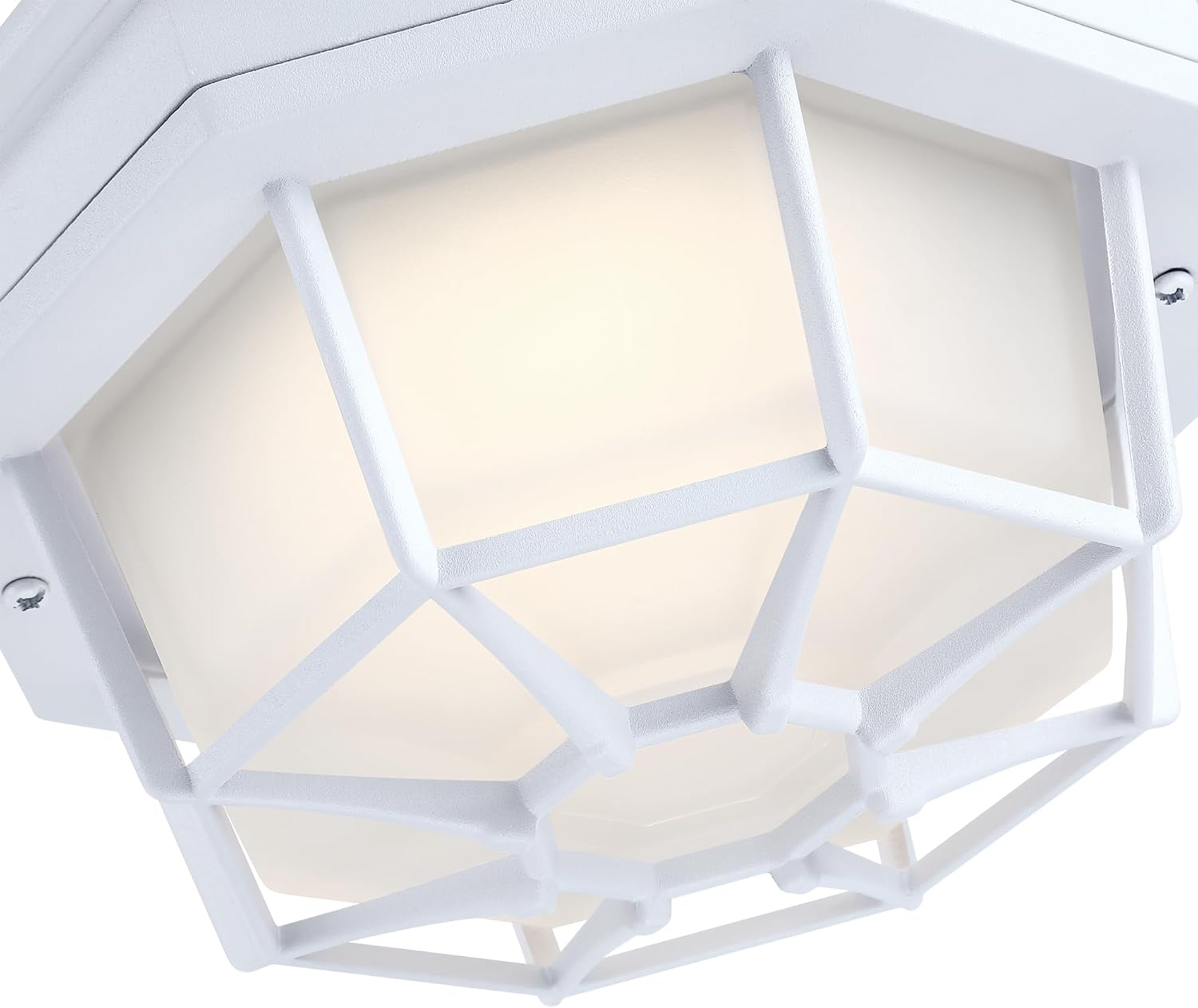 8.5 inch White Outdoor Flush Mount Ceiling Light LED 2700K 3000K 3500K 4000K 5000K 8.5” White Porch Outside Light for Balcony Octagonal LED Ceiling Lights,Aluminum Alloy,Glass,14W, 120V, 750lm-1000Lm