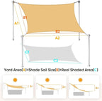 Quictent 20x16ft Rectangular Sun Shade Sail 185G HDPE Canopy 98% UV Block Outdoor Patio Garden Commercial Deck with Hardware Kit (Sand)