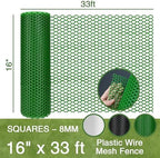 green plastic wire mesh fence 16in x 33ft shown in use