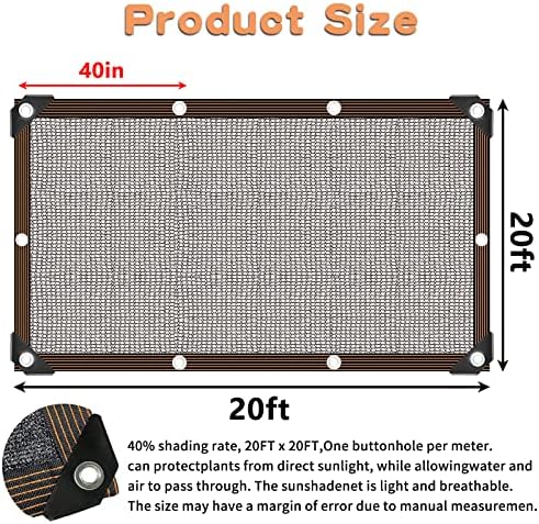 20 ft shade cloth for plants greenhouse, 40% shown in use
