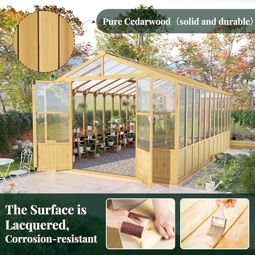 jocisland 10 x 18-ft wooden greenhouse, close-up detail
