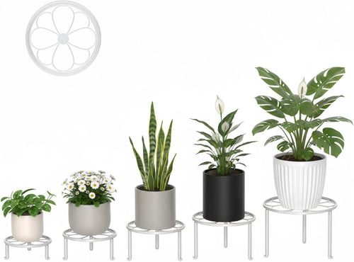 5 Pack Heavy Duty Metal Iron Plant Stand,Anti-Rust Iron Flower Pot Stand Holder for Multiple Display Plant Racks,Potted Plant Shelf for Living Room Balcony