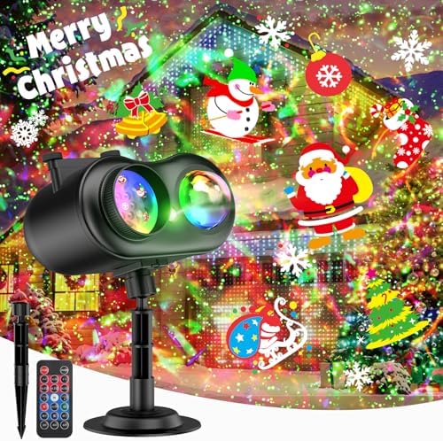 Christmas Projector Lights Outdoor with Ocean Wave & Firefly Light, 20 Slides/160 Patterns Holiday Projection Lights Indoor with Remote & Timer, Waterproof Light Projector Christmas Decorations