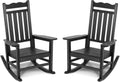 Stoog All-Weather Outdoor Rocking Chairs Set of 2, Oversized Rocking Chairs with 400 lbs Weight Capacity, for Backyard, Fire Pit, Lawn, Garden, Black