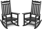 Stoog All-Weather Outdoor Rocking Chairs Set of 2, Oversized Rocking Chairs with 400 lbs Weight Capacity, for Backyard, Fire Pit, Lawn, Garden, Black