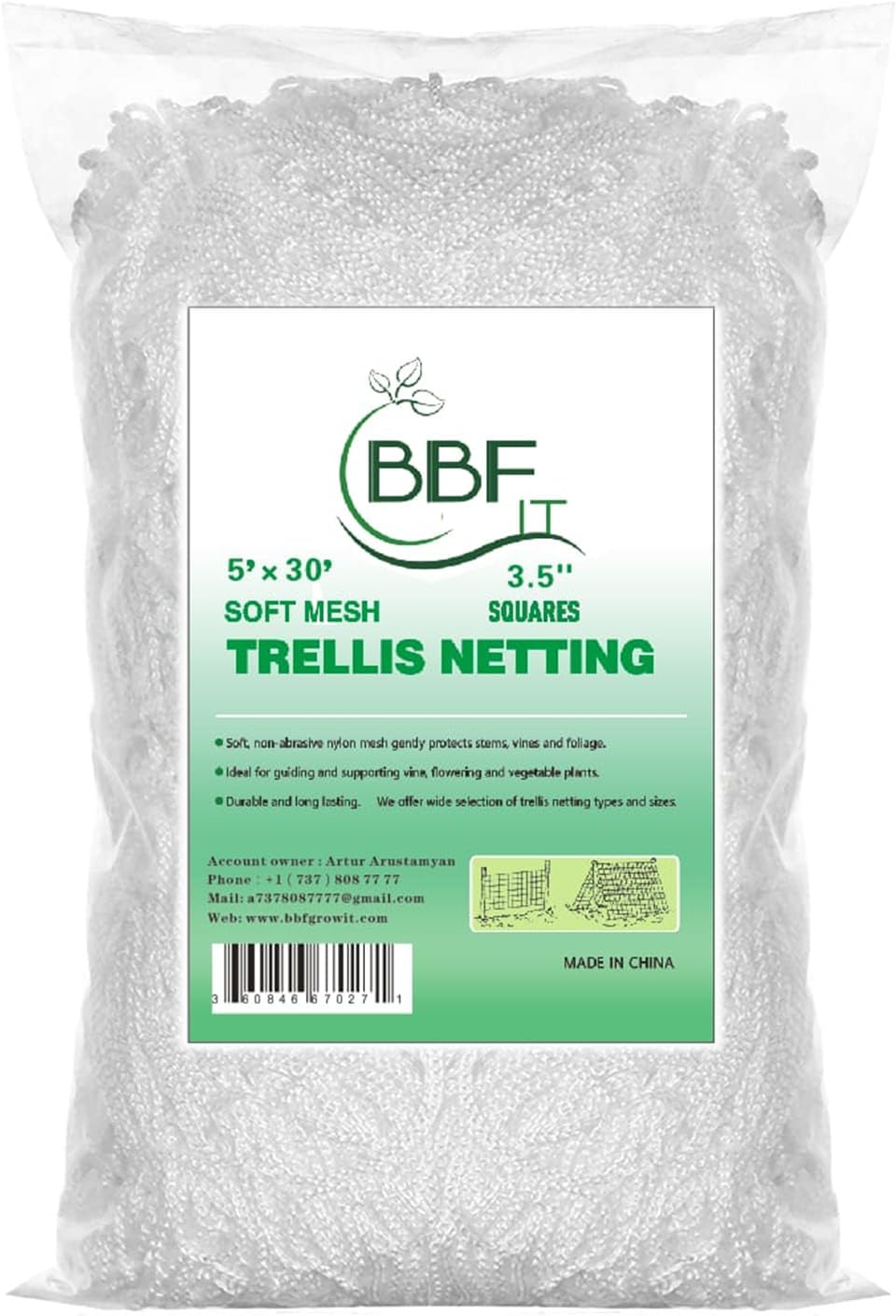 plant trellis netting 5 * 30ft 3.5 mesh shown in use