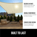 GORILLA GRIP Heavy Duty Sun Shade, UV Protection Fade Tear and Rust Resistant Rectangle Sunshade Canopy, Curved Edges Blocks Sunlight, Breathable Sail, Outdoor Patio, Lawn Garden 10x10 FT Butter Cream