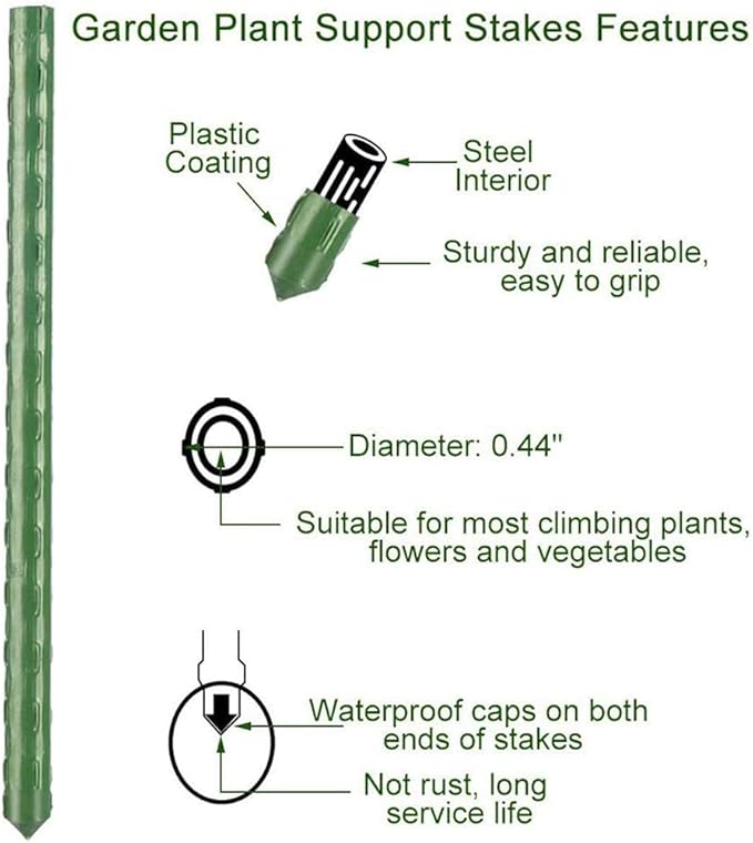 3Feet 36inch Garden Stakes Sturdy Plant Sticks Support Tomato Stakes for Vegetable,Pack of 20