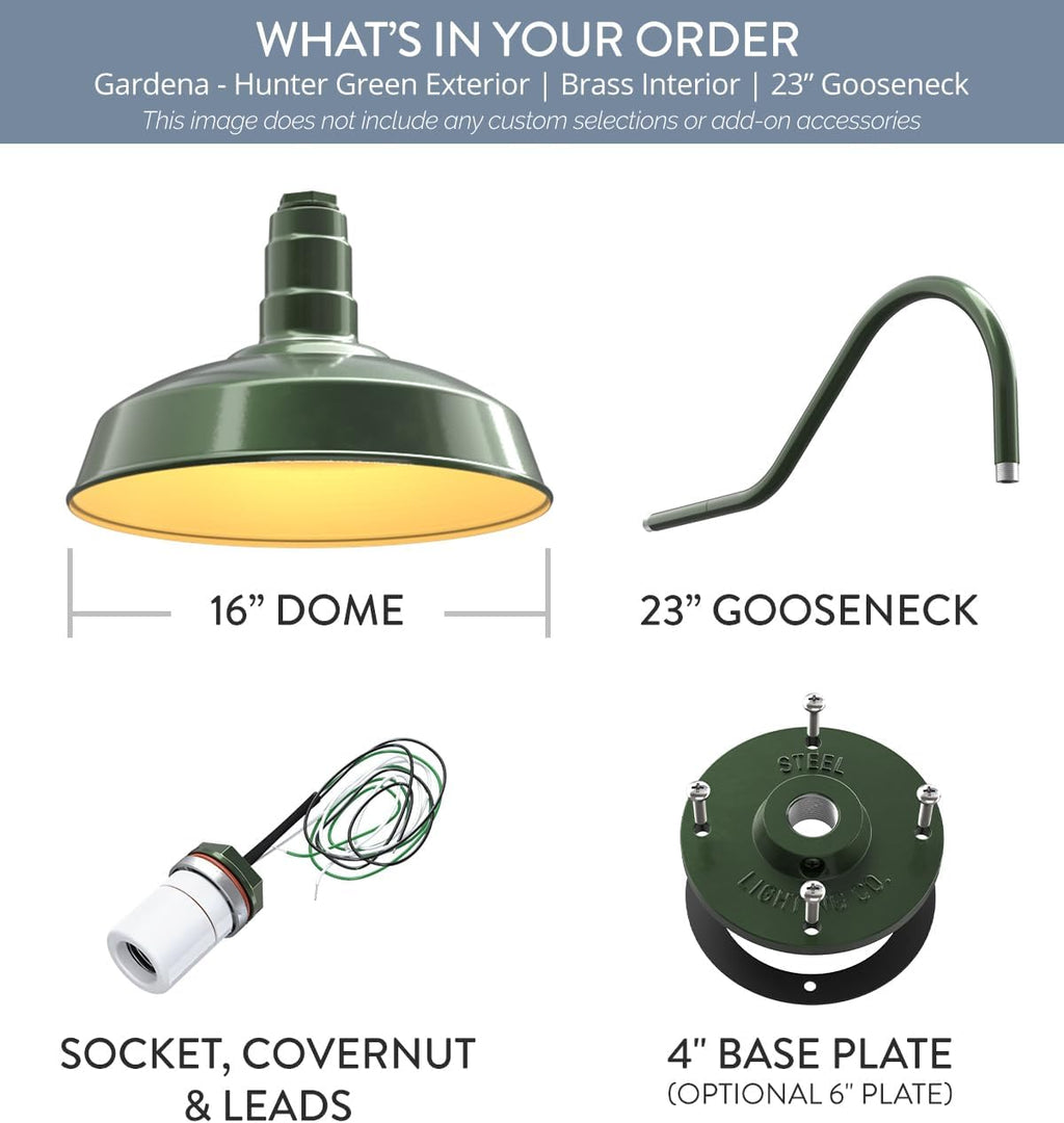 23" Gooseneck Barn Light Outdoor | Farmhouse Exterior | Hunter Green/Brass