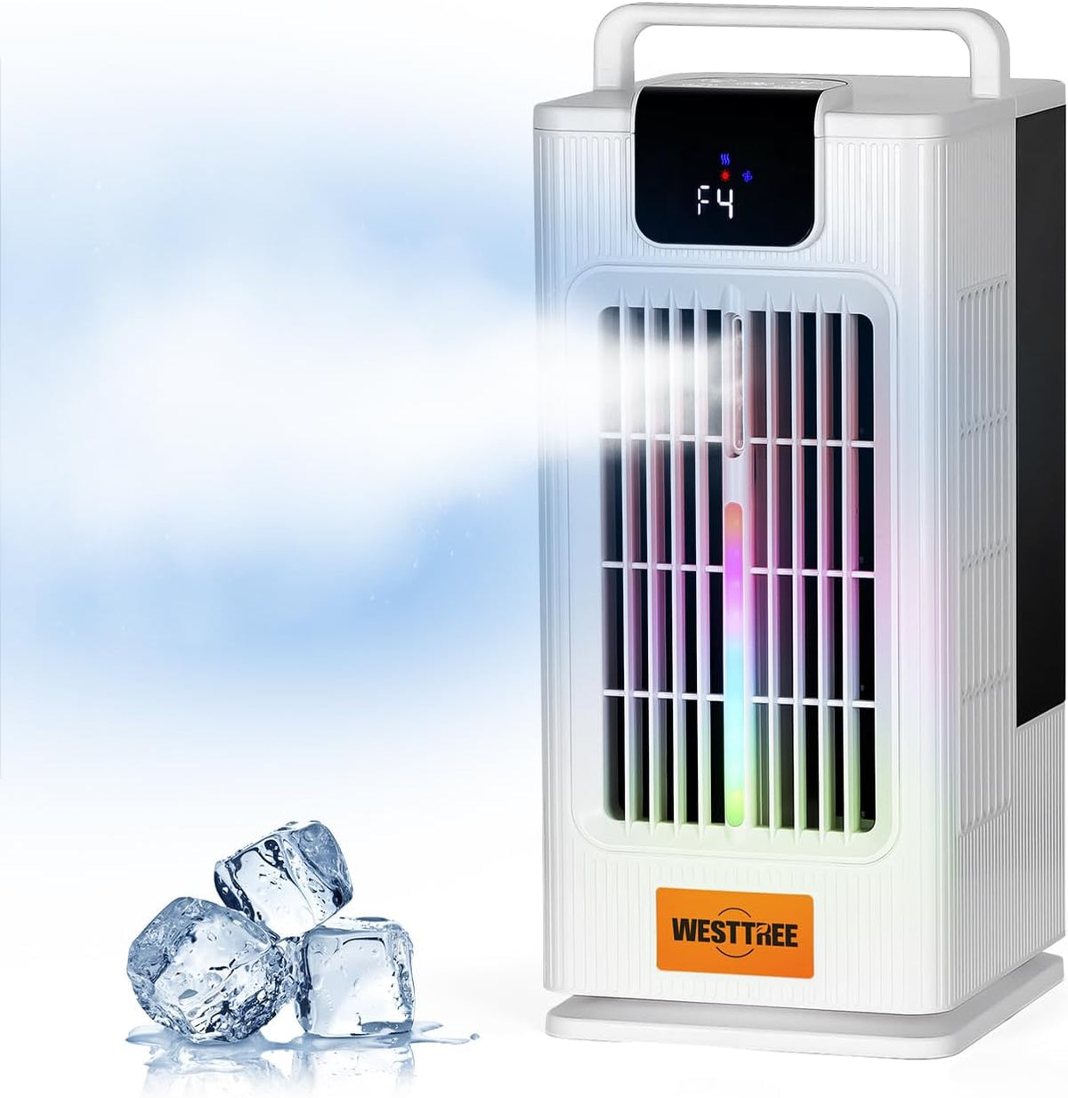 westtree 14inch portable air conditioners misting fan,120°oscillating mini shown in use