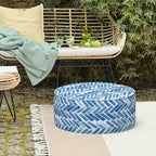 lvtxiii indoor/outdoor inflatable ottoman, all weather round footrest, front angle view