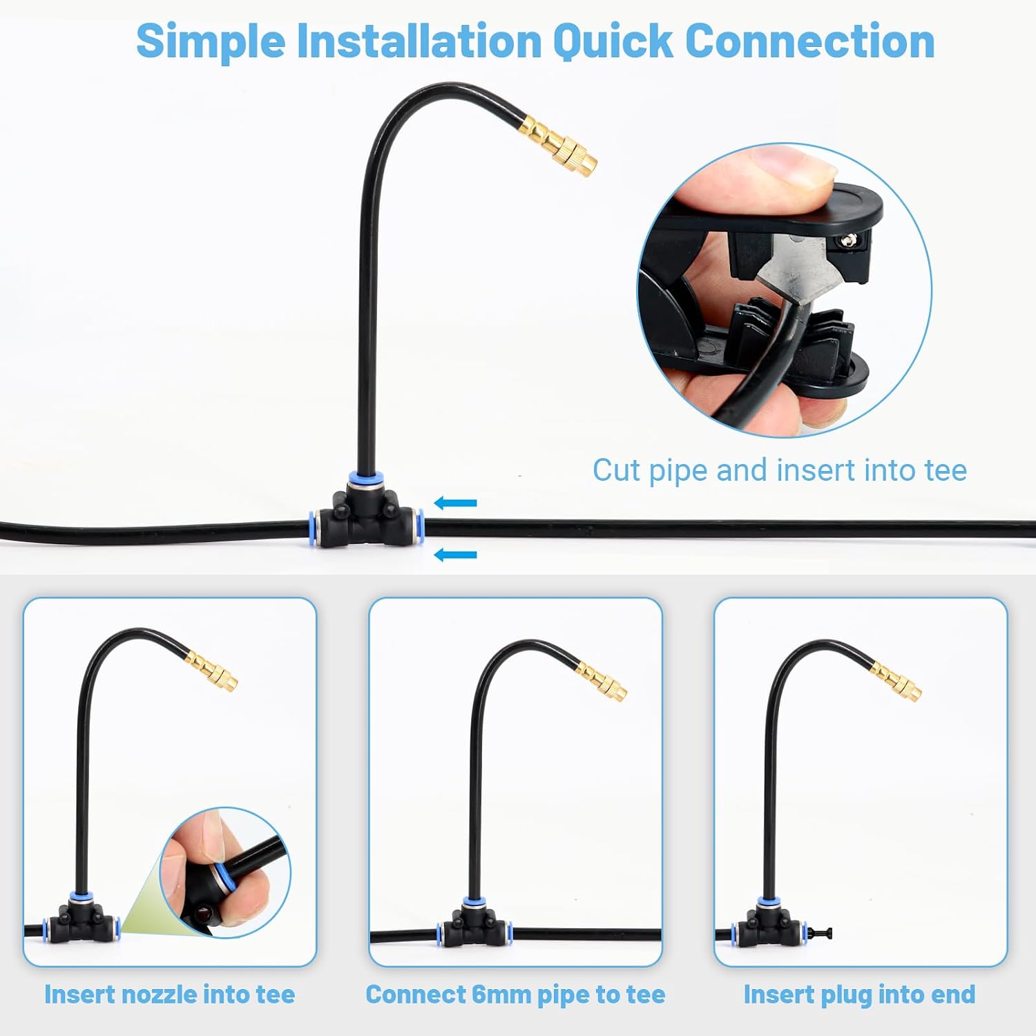 Thiswing 200FT 360° Adjustable Irrigation System for Garden | 1/4" Tubing, Automatic Watering Misting System with 36 Nozzles, Sprinkler for Garden, Yard, Lawn and Outdoor Plants
