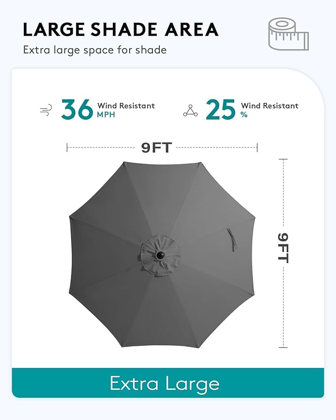 SERWALL Outdoor Bar Set with 9ft Umbrella, All-Weather HDPE Patio Bar Chairs and Table, Outdoor Furniture Set for Poolside, Backyard, Garden - Grey