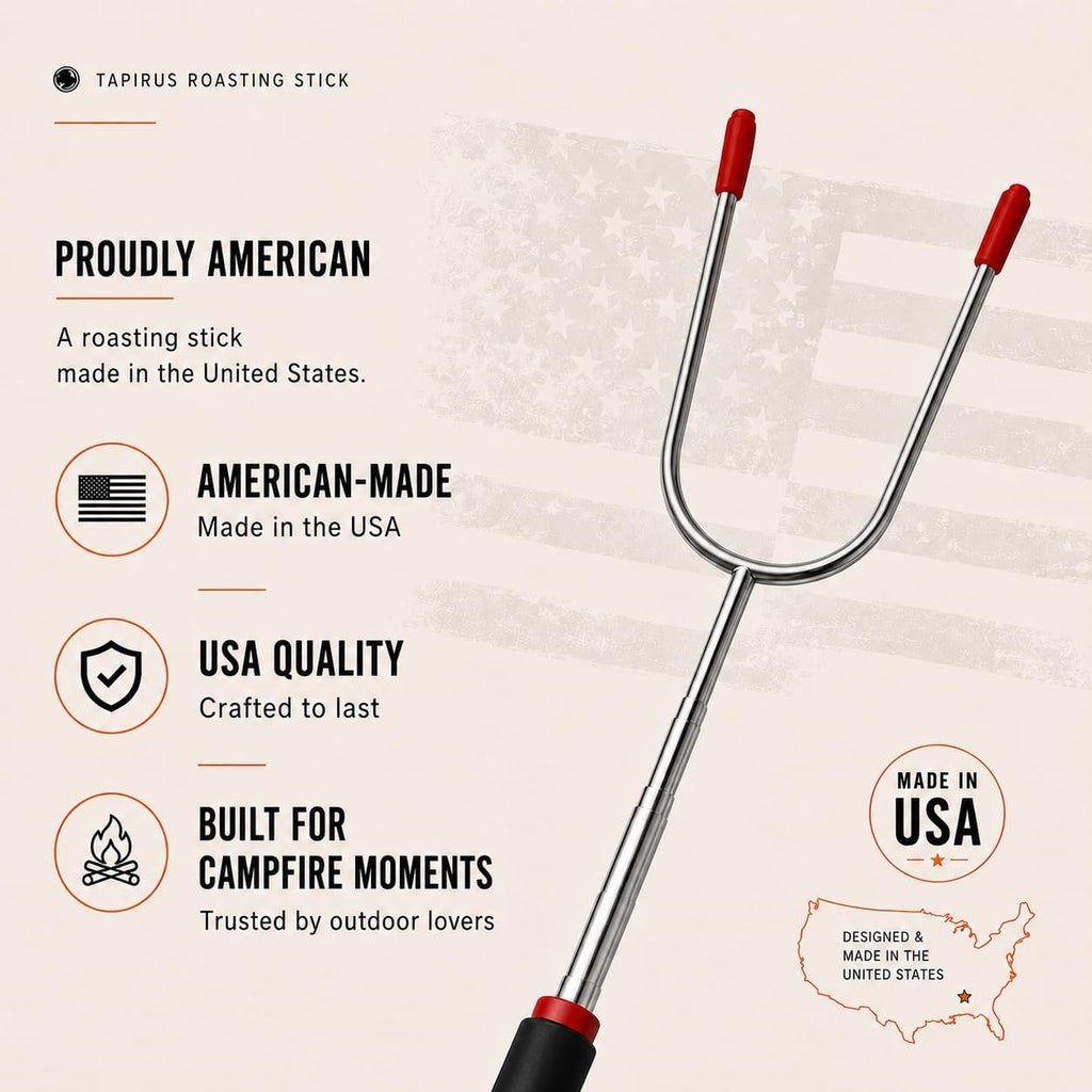 Marshmallow Roasting Sticks | Set of 4 Extra Long Retractable Campfire Sticks | Protect Kids with Insulated Handles | Extendable Smore & Hot Dog Skewers | Heavy Duty Metal Camping Accessory